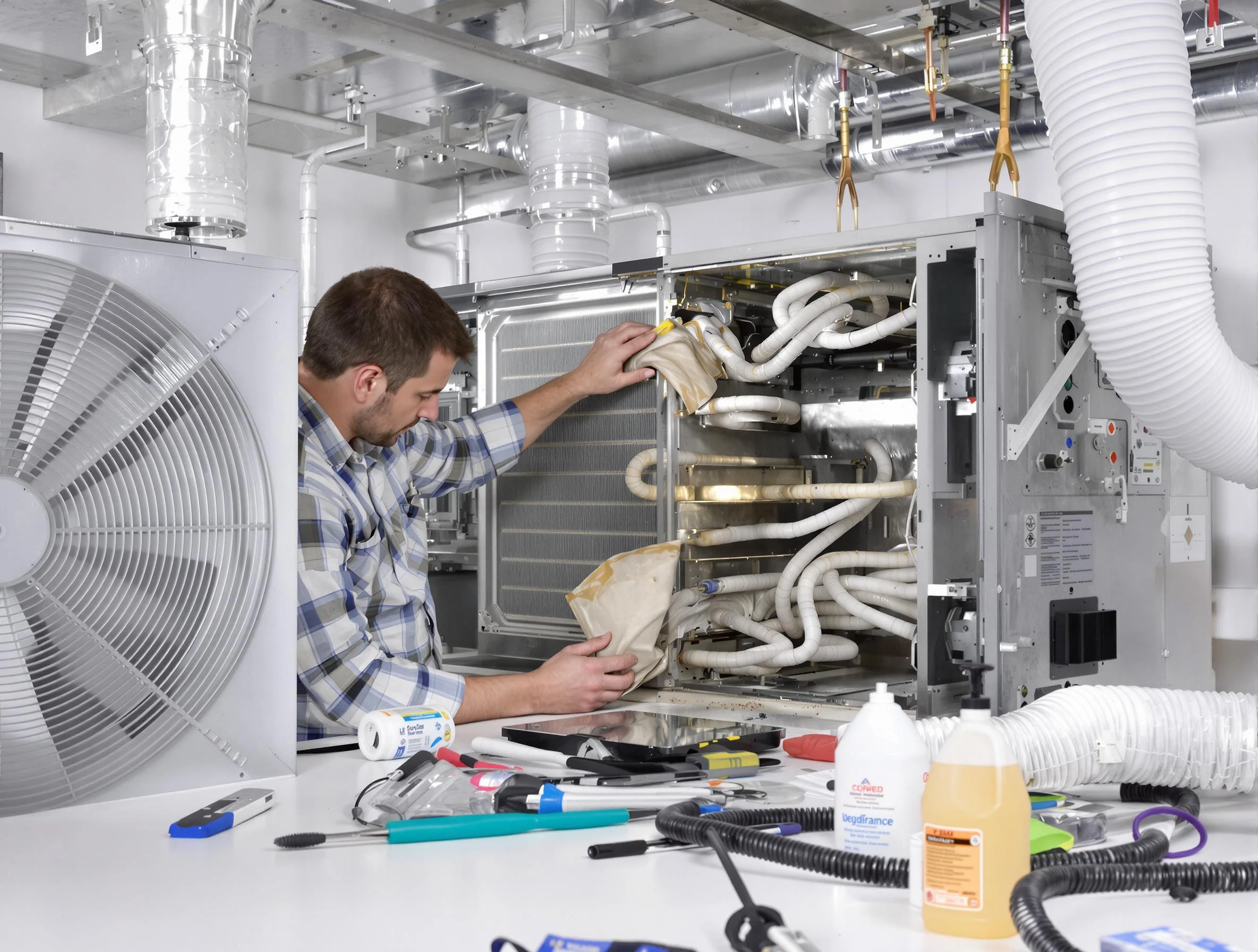 Malden Air Duct Cleaning specialist performing precision AC coil cleaning in Malden