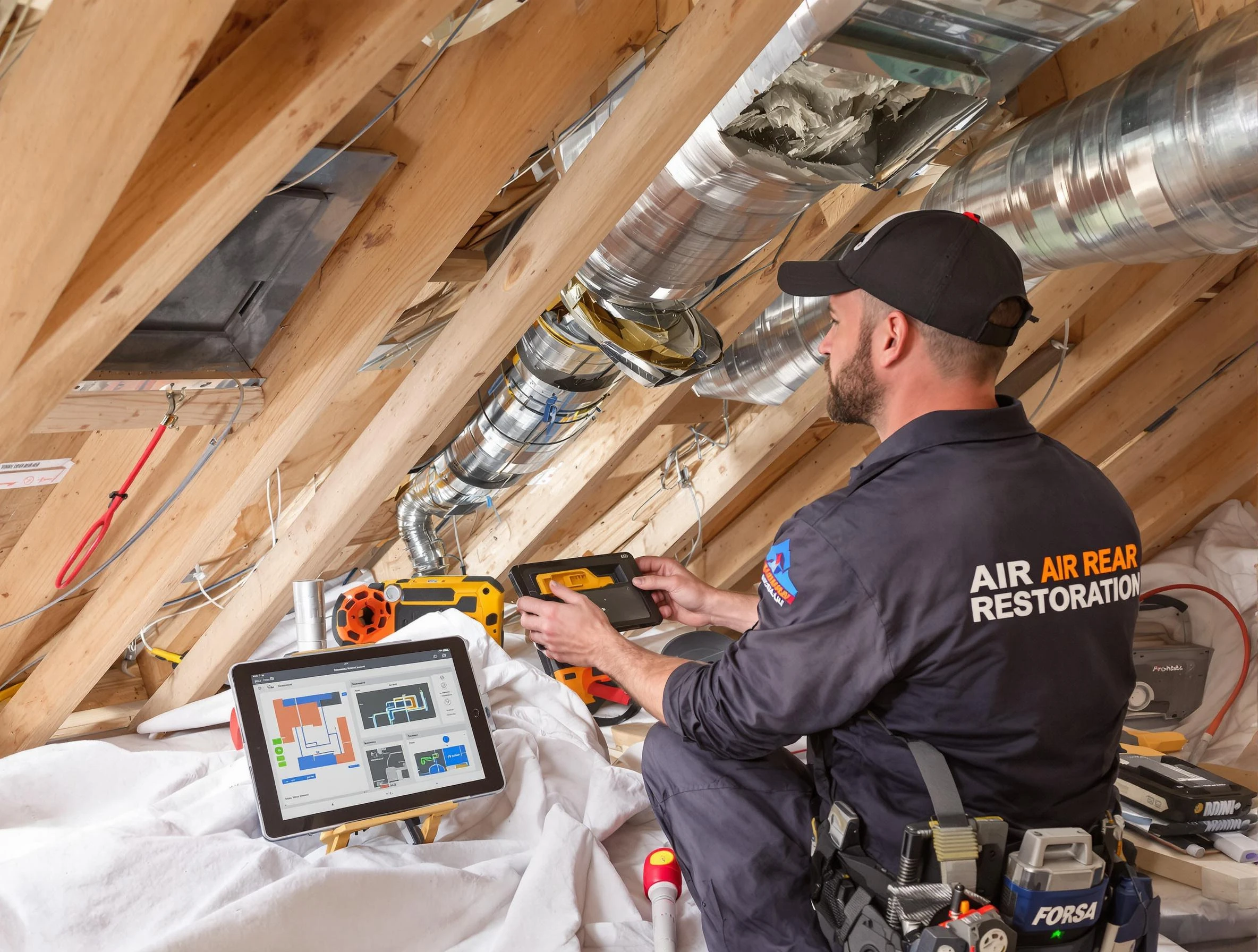Malden Air Duct Cleaning technician performing precise duct repair work in Malden