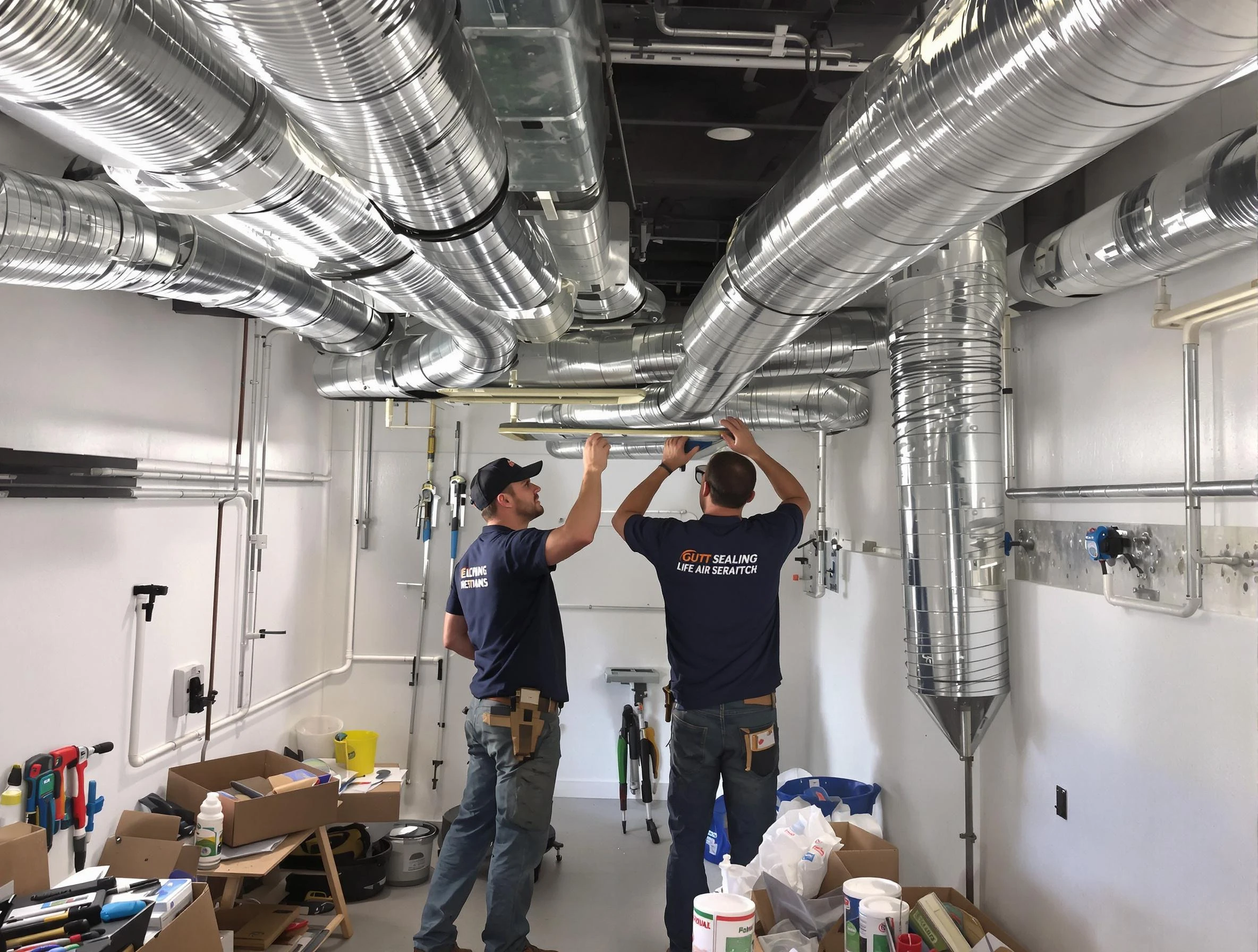 Malden Air Duct Cleaning technician applying professional duct sealing solutions in Malden